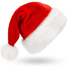 (As show, One size) Christmas Hat, Santa Hat, Xmas Holiday Hat for Adults , Unisex Velvet Comfort Christmas Hats Extra Thicken Classic Fur for Christmas New Year Festive