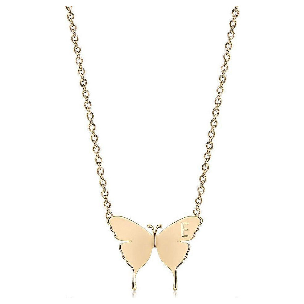Konhill (As Show, One Size) Dainty Initial Necklace 18K Plated Butterfly Pendant Name Necklaces Delicate Everyday Necklace For Women Minimalist Pers Gold