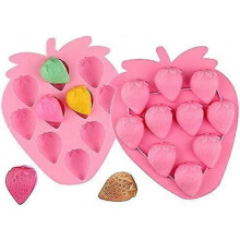 (As show, One size) 2Pcs Strawberry Ice Cube Tray Silicone Molds Set for DIY Fondant Candy Making Chocolate Mold Lollipop Desserts Gum Clay Soap Biscuit Plaster Resin Cup