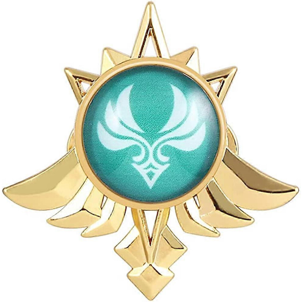 Konhill (As Show, One Size) Genshin Impact Vision Brooch Pins - Eye Of God Luminous Brooch - Game Project Accessories For Women Anemo