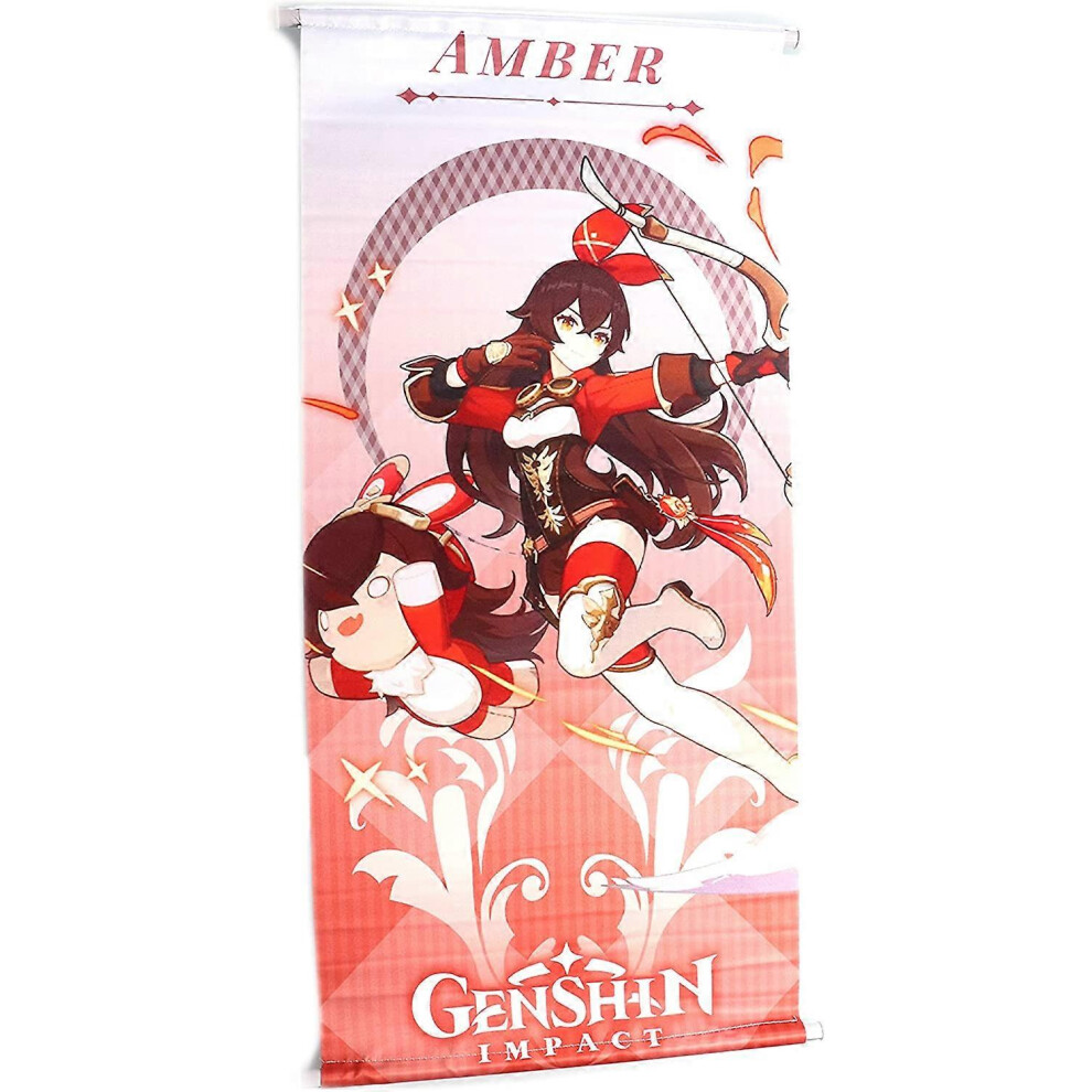 Konhill (As Show, One Size) Genshin Impact Character Poster Wall Scroll. 26.5" Polyester Genshin Wall Decoration (Amber) Amber