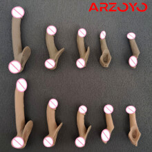 (bleke kleur) 5 stks/set 1/6 Accessoires Mannelijke Genitale Onderdelen Siliconen Penis Model voor 12 "Tbleague