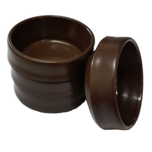 (Small, 4 Castor Cups) Brown Plastic Castor Cups to protect floors