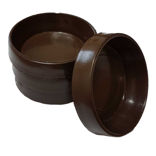 (Large, 4 Castor Cups) Brown Plastic Castor Cups to protect floors