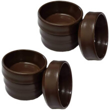 (Large, 8 Castor Cups) Brown Plastic Castor Cups to protect floors