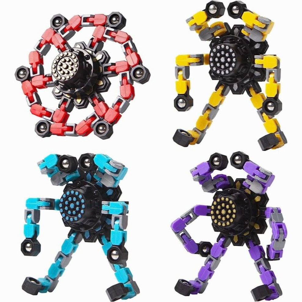 Spinners transformables pour enfants et adultes, 4 pièces, jouets sensoriels anti-Stress, Gyros Spinner, cadeaux de fête
