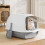 Living And Home (Grey + White) Detachable Cat Litter Box 1
