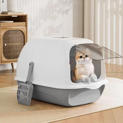 Living And Home (Grey + White) Detachable Cat Litter Box