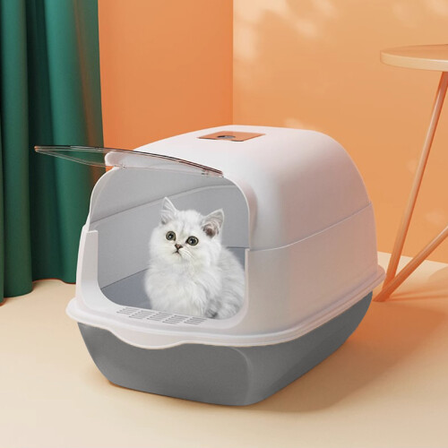 Living And Home (Grey + White) Detachable Cat Litter Box 2