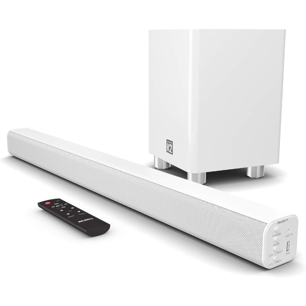 Majority K2 Bluetooth Soundbar & Subwoofer 2.1 WHITE