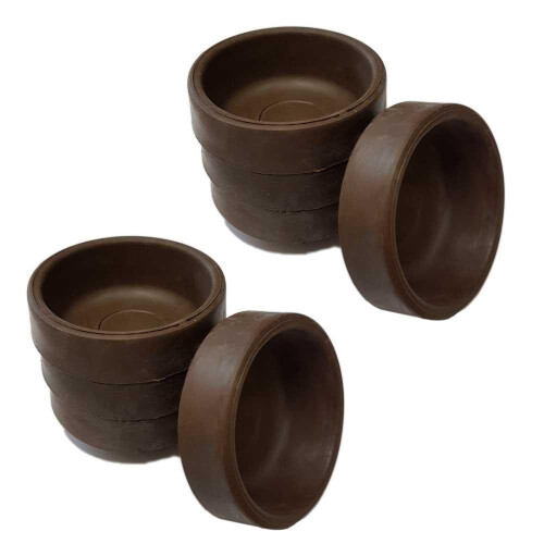 (Small 37mm internal, 8 pack) Brown Rubber Castor Cups to protect floors