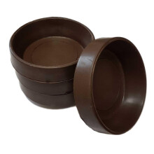 (Large 52mm internal, 4 pack) Brown Rubber Castor Cups to protect floors