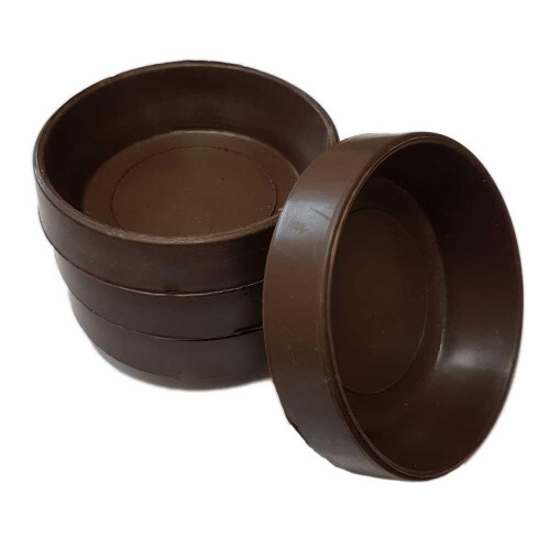 (Large 52mm internal, 4 pack) Brown Rubber Castor Cups to protect floors