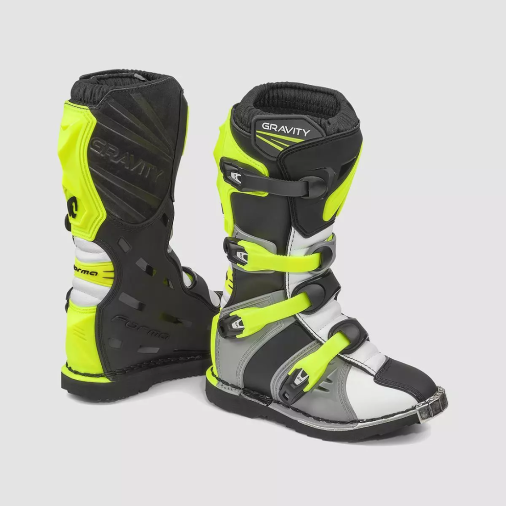 37 / Eu / 4 Uk Forma Gravity Kids Motorcycle Boots Grey/White/Yellow Fluo Mx Protection Multicoloured 8052998031926