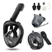 (Noir, S/M) Masque intégral de snorkeling pour adultes et enfants, snorkeling en eaux peu profondes et expérience de plongée