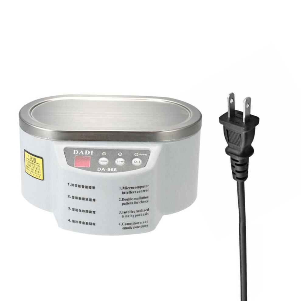 (silver, US Plug 50w) Mini Size Household Digital Ultrasonic Cleaner Watches Glasses Circuit Board Cleaning Tool