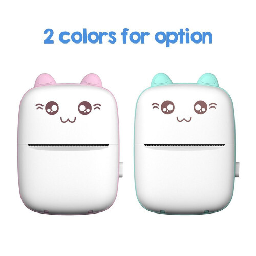 (blue) Portable Mini Pocket Printer BT Thermal Printer with Thermal Printing Paper USB Cable for Note 1