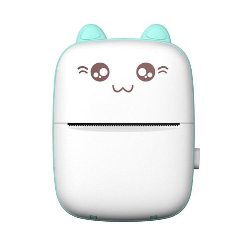 (blue) Portable Mini Pocket Printer BT Thermal Printer with Thermal Printing Paper USB Cable for Note