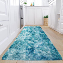 (80cm x 150cm (2ft 8" x 5ft)- Large Floor Mat/Runner Rug Carpet) Blue Marble Shaggy Rug - Teal Soft Carpet for Bedroom, Living Room & Modern Home Décor