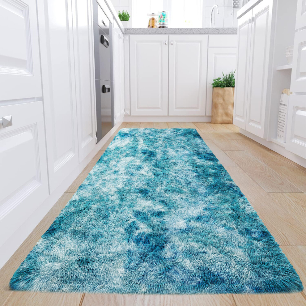 (80cm x 150cm (2ft 8" x 5ft)- Large Floor Mat/Runner Rug Carpet) Teal Rugs Bedroom Living Room Shaggy Carpet Mat UK
