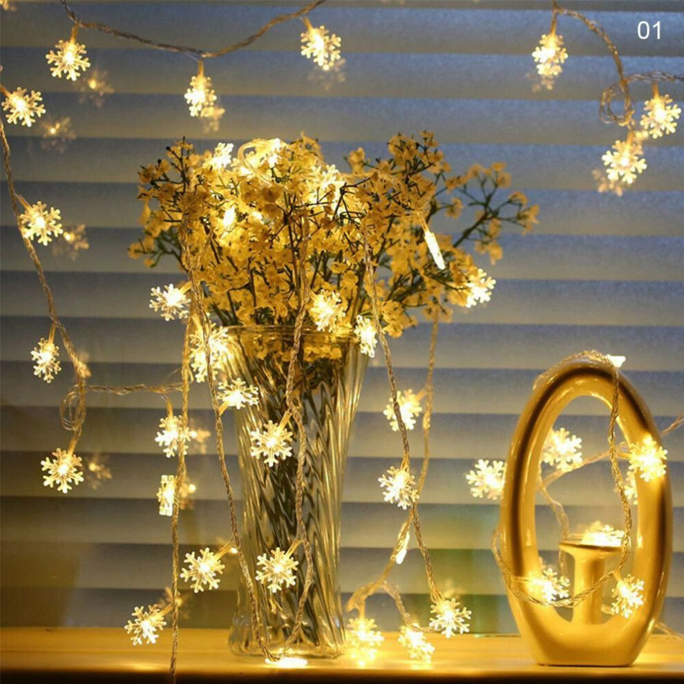 (1) FEIJIEAST 3M 20Lights Christmas Snowflake Lights String Battery Operated Xmas Tree Decoration Light Home Decor
