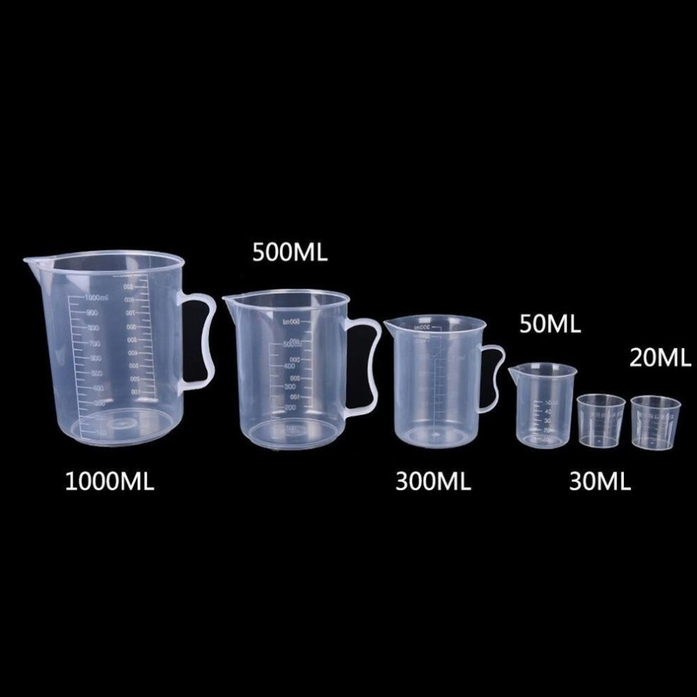 (6pcs a set) 6pcs/set Clear Plastic Graduated Measuring Cup For Baking Beaker Liquid Measure Jugcup Container