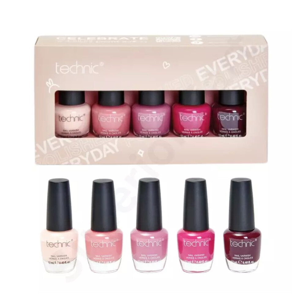 Technic Nail Varnish Polish Girls Women Gift Set of 5 Everyday Nail