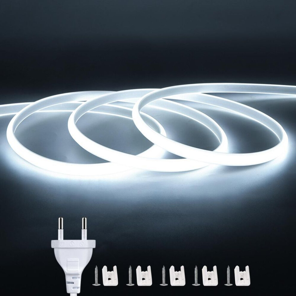 (white, 17M) High Bright Eu 220v Cob Led Strip Lights Cri Ra90 Waterproof Outdoor Garden Lamp Fob Tape Ribbon For Room Closet Backlight Decor