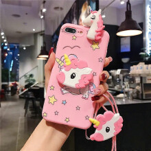 (As show, One size) Unicorn Case for iPhone 11pro , 3D Cartoon Design Cute Elastic Kickstand Protective Case, Phone Case with String Rope, Kawaii Fashion