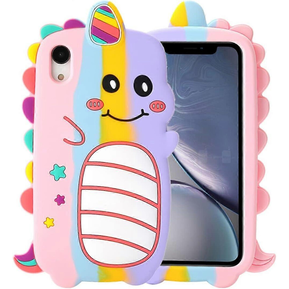 Konhill (As Show, One Size) 3D Unicorn Case For Iphone Xr,3D Cute Cartoon Kids Girls Women Unicorn Shape Soft Silicone Case For Phone Rainbow