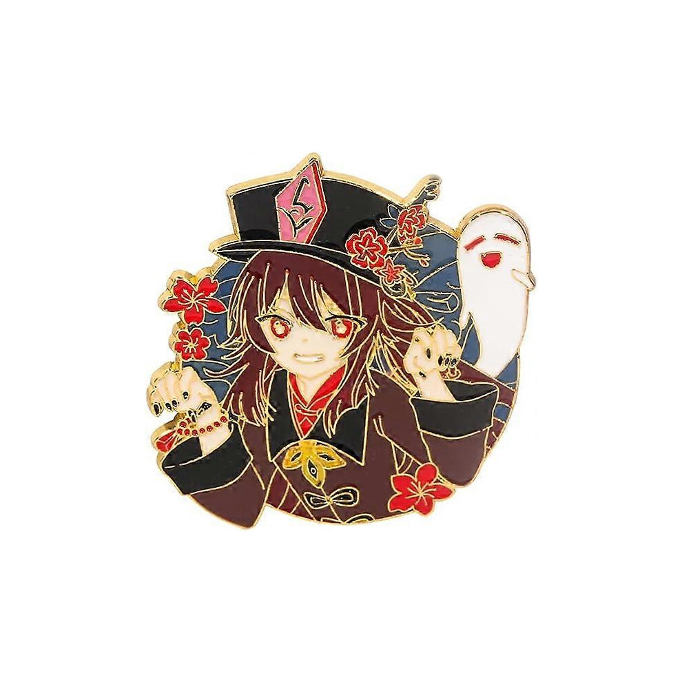 Konhill (As Show, One Size) G-I Hutao Brooch Pin - Hutao Characters Cosplay Enamel Brooch Lapel Pin - Gift For Fans, Women And Girls