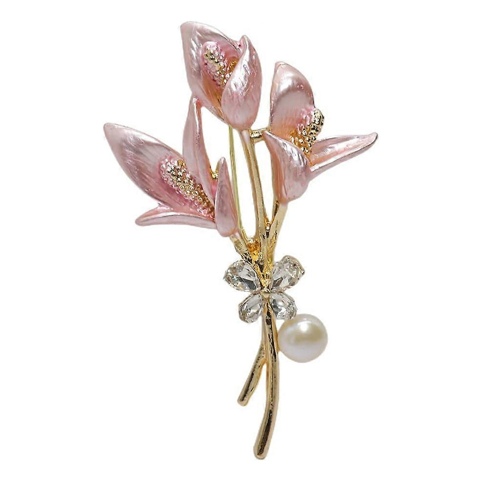 Konhill (As Show, One Size) Lavender Flower Brooch Crystal Rhinestone Tulip Brooch Elegant Accessories Jewelry Women Fashion Jewelry Wedding Flowers Lapel Pin Purple