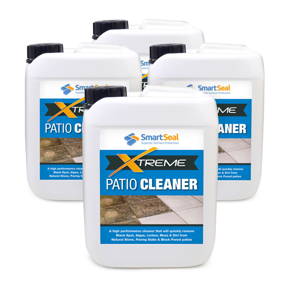 (4 x 5 Litre) SmartSeal Patio Cleaner Xtreme  - Powerful Easy To Apply Patio Cleaner Fluid - Highly Concentrated Patio Black Spot Remover and Paving Slab Cleaner