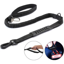 (As show, One size) Heavy Duty Dog Leash for Large Dogs Up To 40kg, Reflective Dog Walking Training Shock Absorbing Bungee Leash-Black