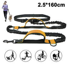(As show, One size) Dog Leash, Upgrade Hands-free Dog Leash with Two Bungees, Long Nylon Dog Leash-Fluorescent orange with foam version 2.5*160cm