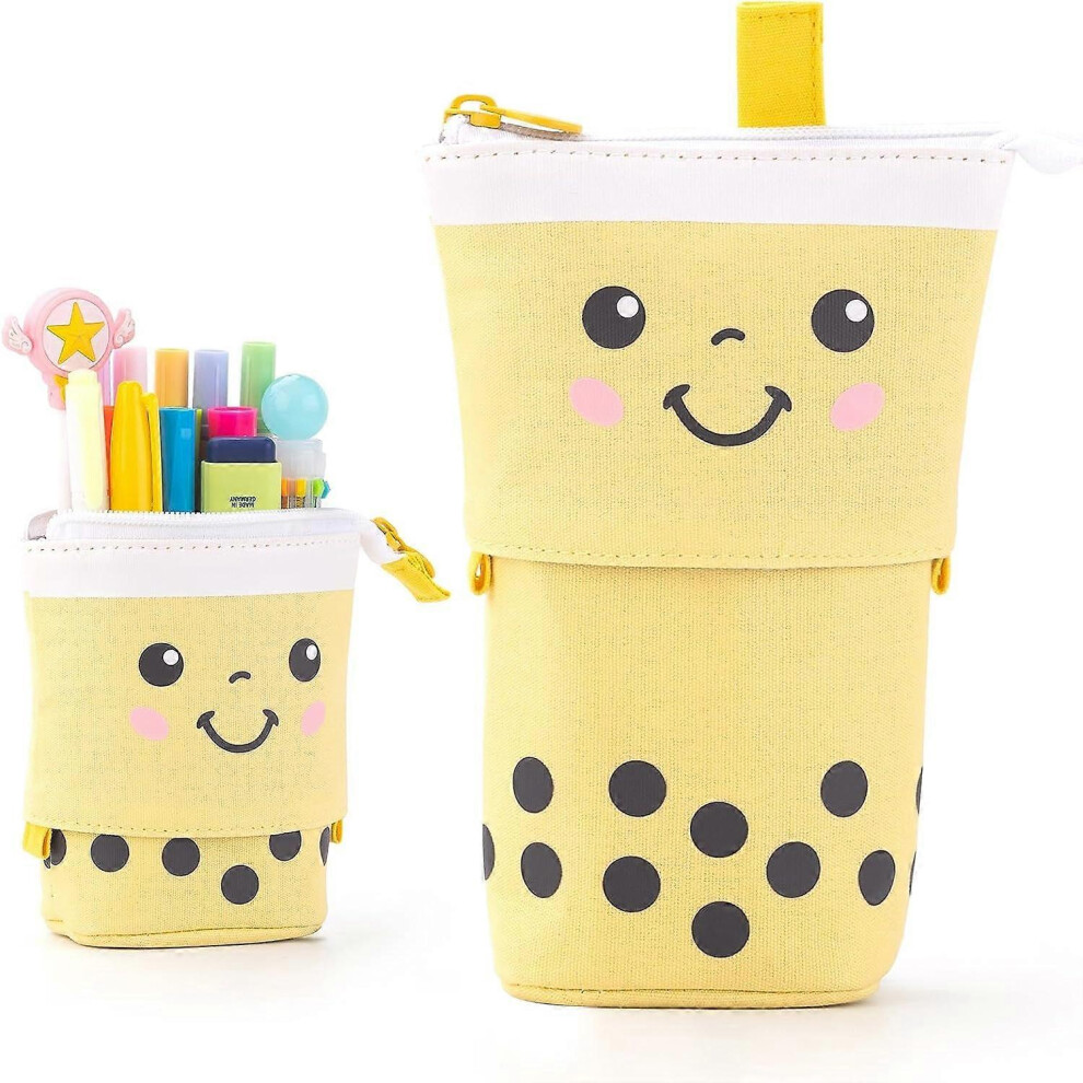 Konhill (As Show, One Size) Cute Pencil Case Standing Pen Holder Telescopic Pouch Pop Up Cosmetics Bag Stationery Office Organizer Box For Girls Students Wome