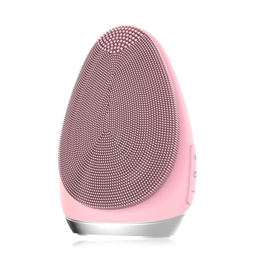 (pink) Ultrasonic Electric Facial Vibration Cleansing Face Washing Brush Skin Blackhead Remover Pore Cleaner Usb Rechargeable Massager