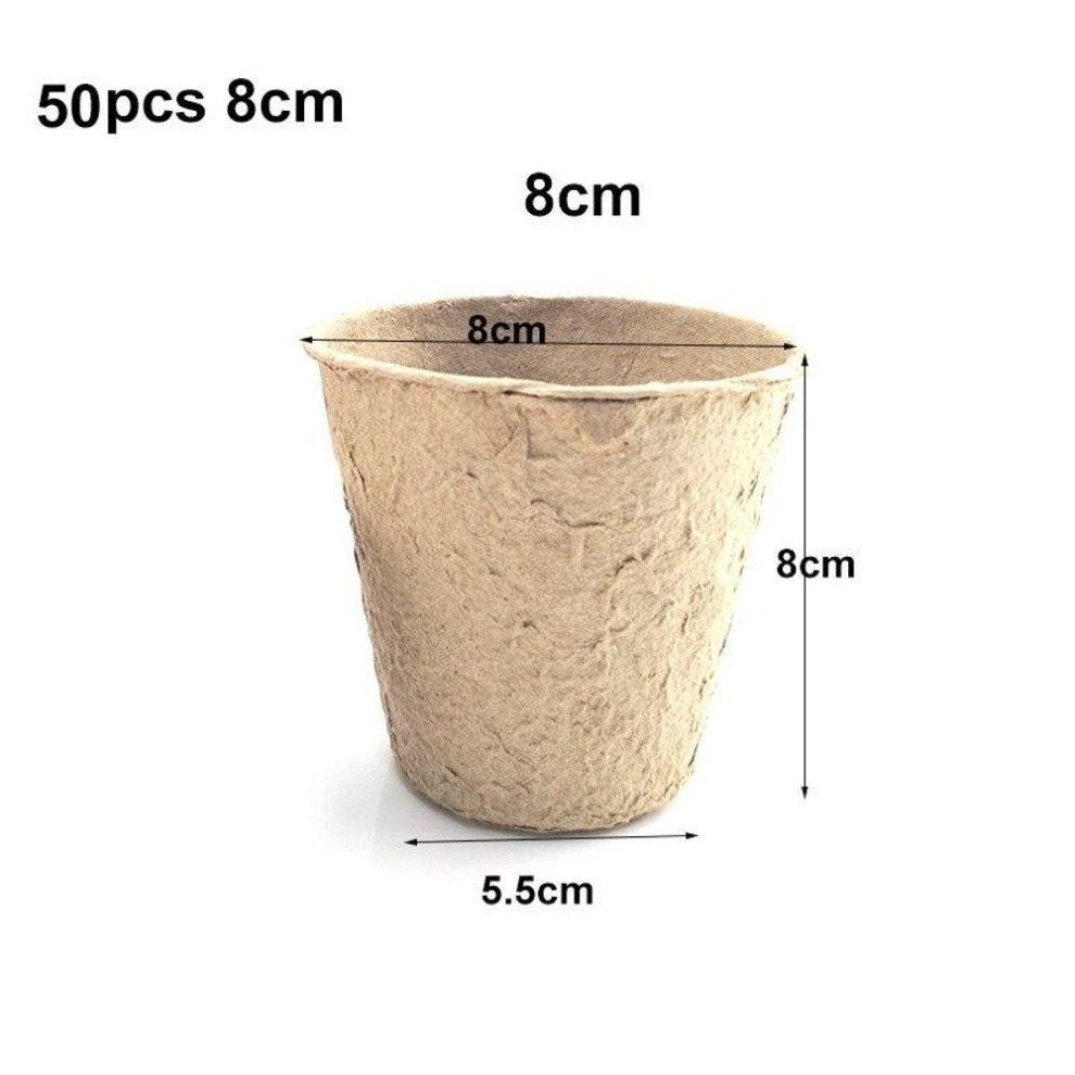 (50pcs 8cm) 50x Plant Starter Seed Paper Grow Pot Nursery Cup Growing Box Tray Veg Planter Garden Flower For Veg Biodegradable Eco-friendly