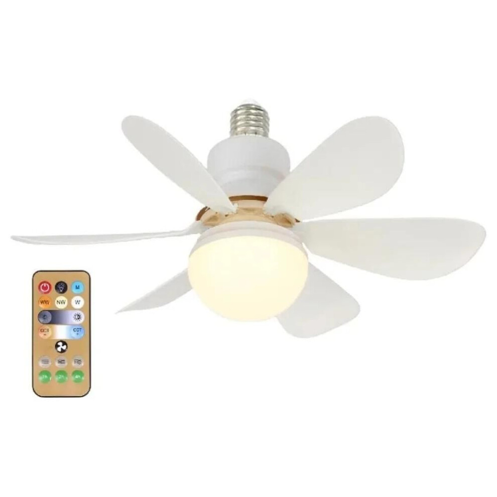 (as the picture, 300W) Led 30w Ceiling Fan Light E27 With Remote Control For Dimming, Suitable For Living Room, Study, Household Use, 85-265v Bulb