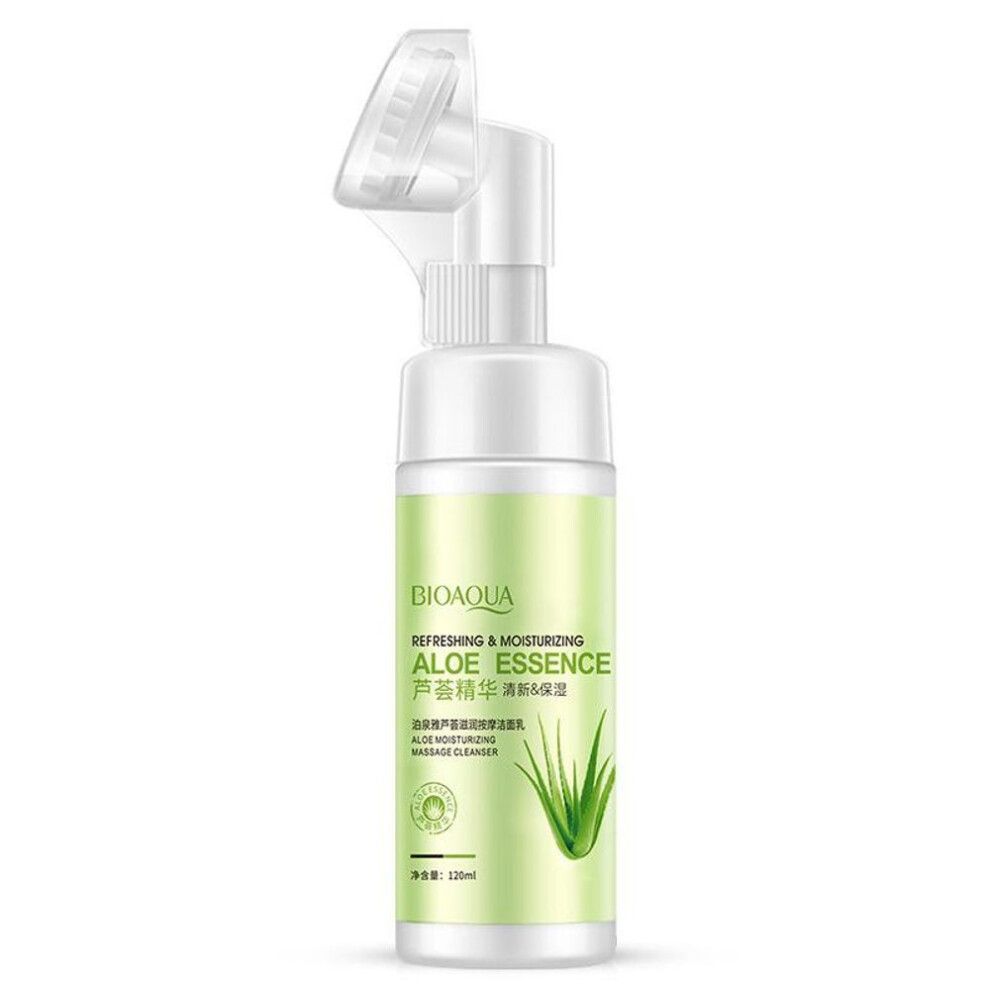 (120ml) Aloe Moisturizing Facial Foam Cleanser Cleansing Brush Oil-control Face Scrub Blackhead Removal Shrink Pores