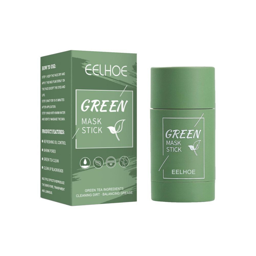 (green) Green Tea Mask Solid Face Mask Stick Oil Control Moisturizing Cleaning Mask Acne Treatment Blackhead Remove Pores Purifying 40g