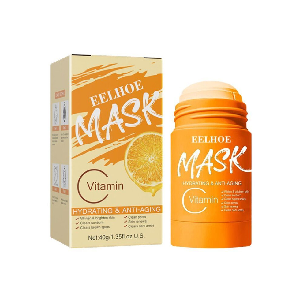 (orange) Green Tea Mask Solid Face Mask Stick Oil Control Moisturizing Cleaning Mask Acne Treatment Blackhead Remove Pores Purifying 40g