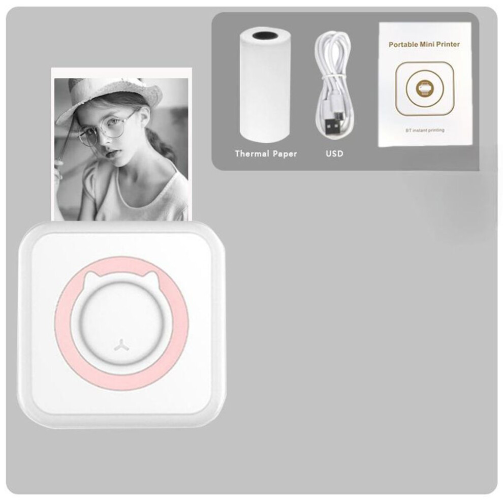 (as the picture) Portable Mini Thermal Printer Wirelessly Bt 203Dpi Photo Label Memo Wrong Question Printing With Usb Cable Imprimante Portable