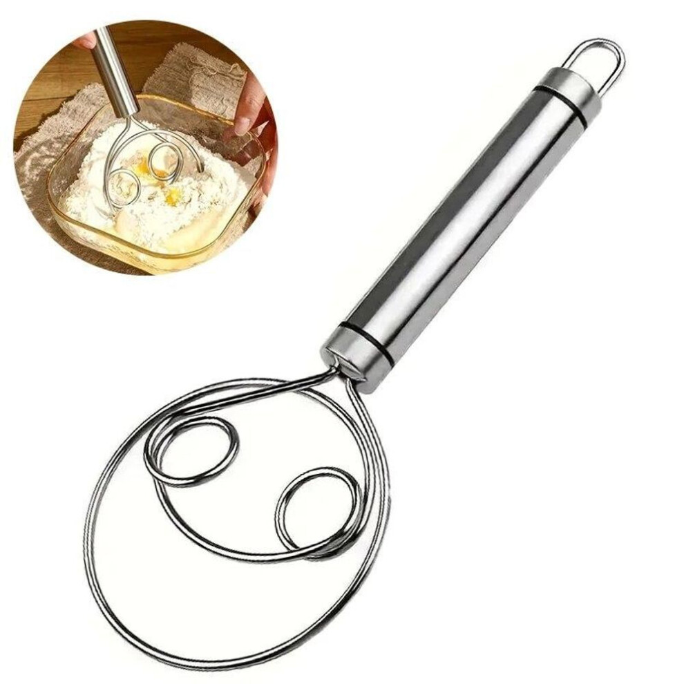 (as the picture) Danish Dough Whisk Stainless Steel Dough Whisk Egg Mixer Kitchen Hand  Egg Mixer Blender Perfect For Bread Pastry Baking Tools