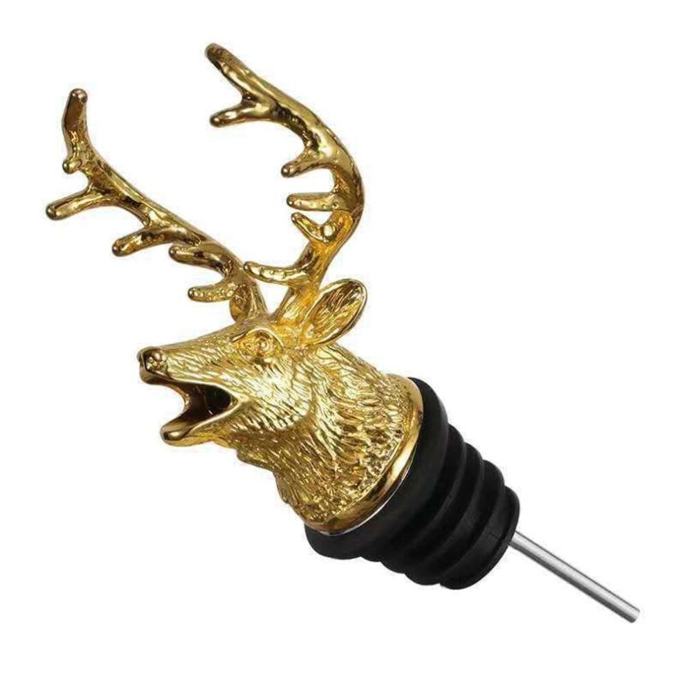(gold) Zinc Alloy Deer Head Wine Pourer Unique Stag Wine Bottle Stoppers Wine Aerators Bar Tools Kitchen Accessories