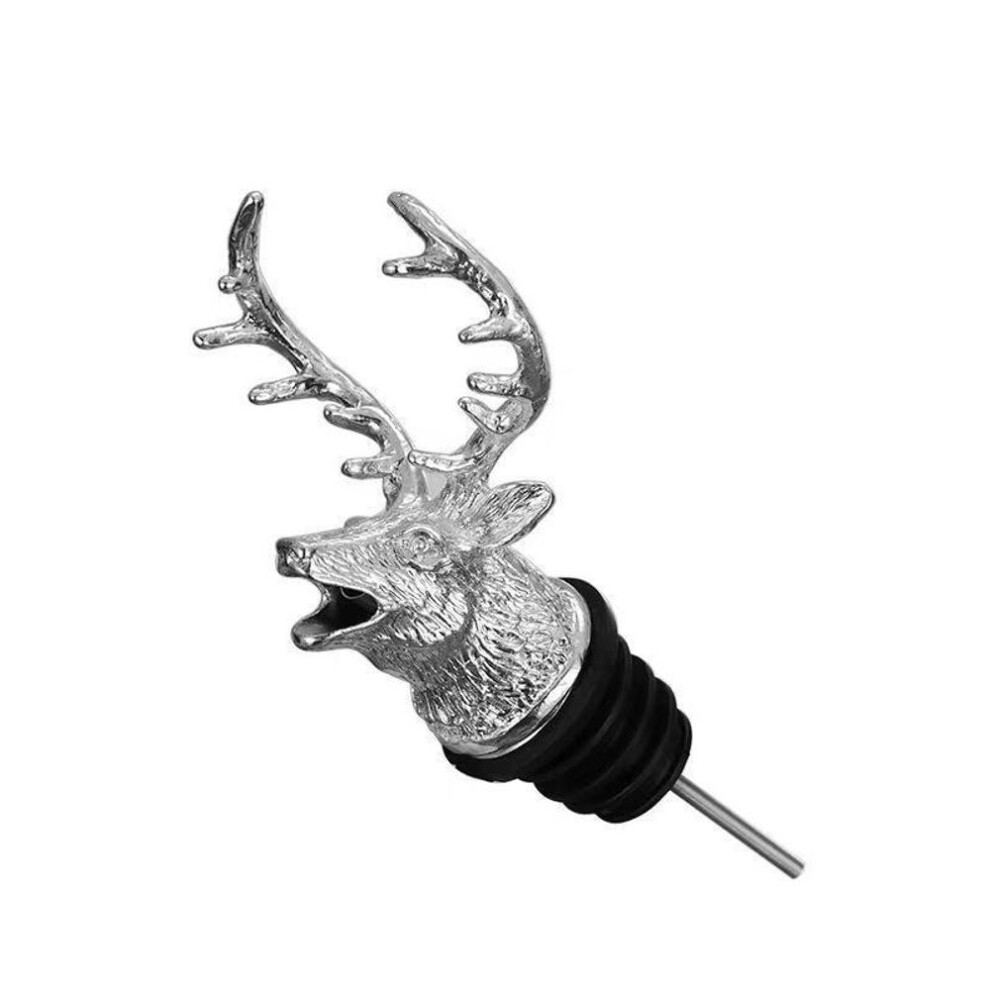 (silver) Zinc Alloy Deer Head Wine Pourer Unique Stag Wine Bottle Stoppers Wine Aerators Bar Tools Kitchen Accessories