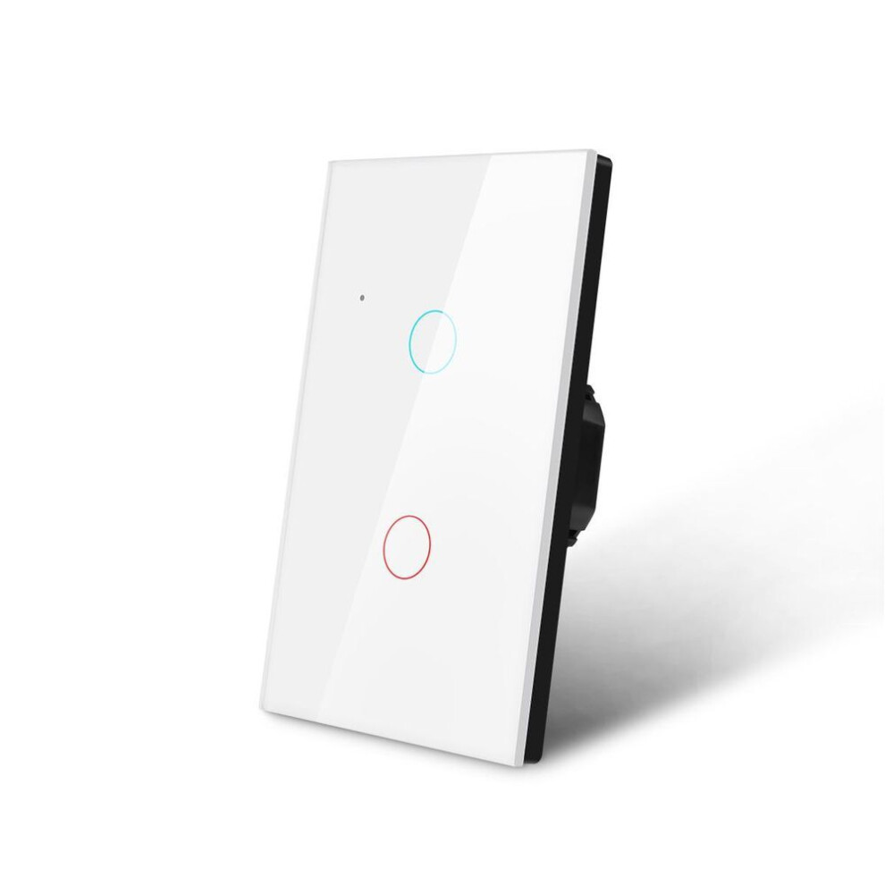 (white, 2 Gear) Touch Switch Waterproof AC100V-250V Tempered Crystal Glass Panel Light Sensor Wall Switches 1/2/3 Gang 1 Way
