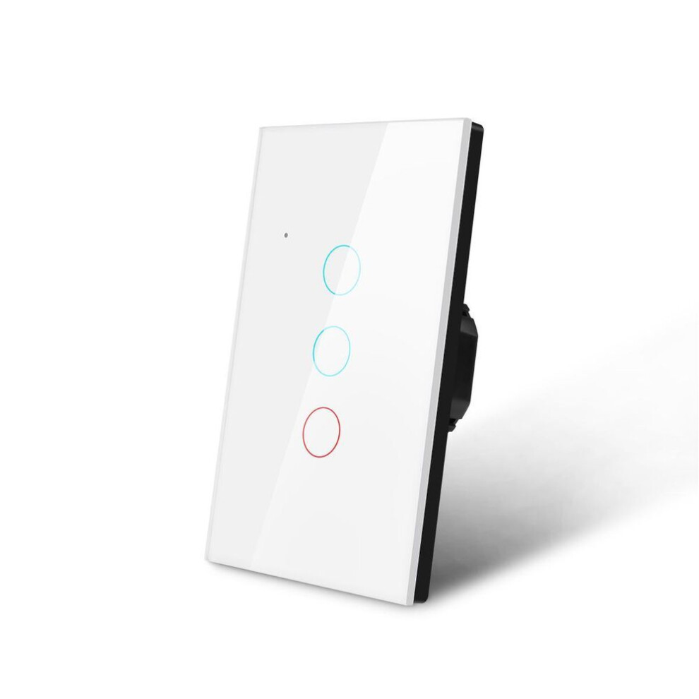 (white, 3 Gear) Touch Switch Waterproof Ac100v-250v Tempered Crystal Glass Panel Light Sensor Wall Switches 1/2/3 Gang 1 Way