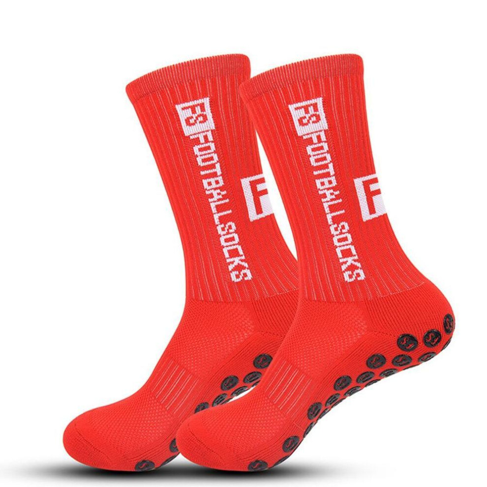 (red) New Football Socks, Men&apos;s and Women&apos;s Mid Length Socks, Towel Sole Adhesive, Non Slip, Breathable Basketball Socks, Running Socks