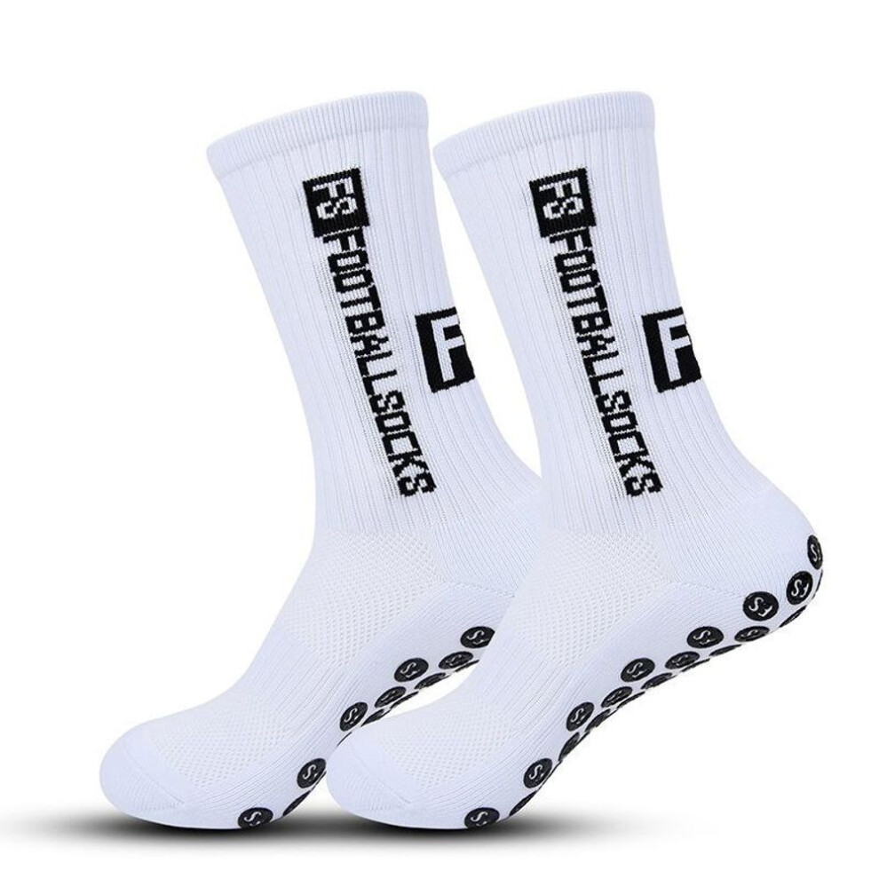(white) New Football Socks, Men&apos;s and Women&apos;s Mid Length Socks, Towel Sole Adhesive, Non Slip, Breathable Basketball Socks, Running Socks